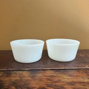 Glasbake Milk Glass Bowls Set of‎ 2 Small Vintage White Nesting Kitchen Prep
